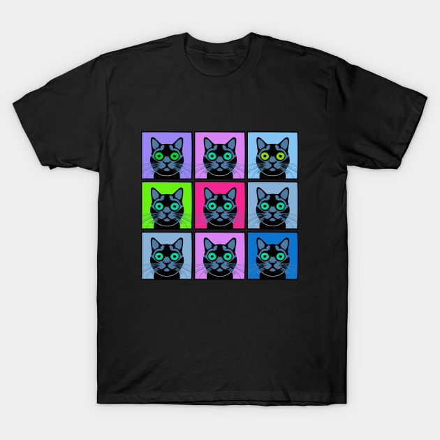 Funny Black Cat Mood Board POP ART T-Shirt by Scarebaby